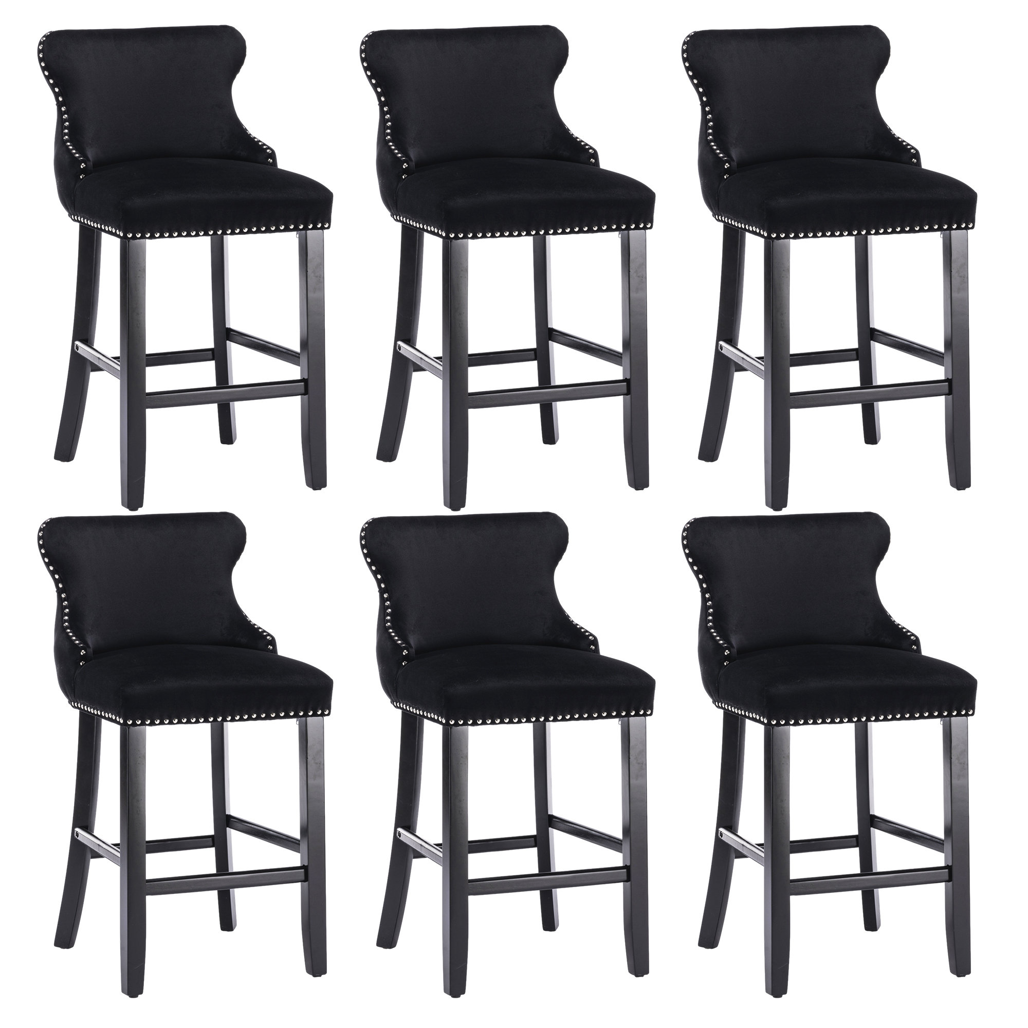 PUME 26.7" Velvet Upholstered Back Counter Barstools & Reviews | Wayfair